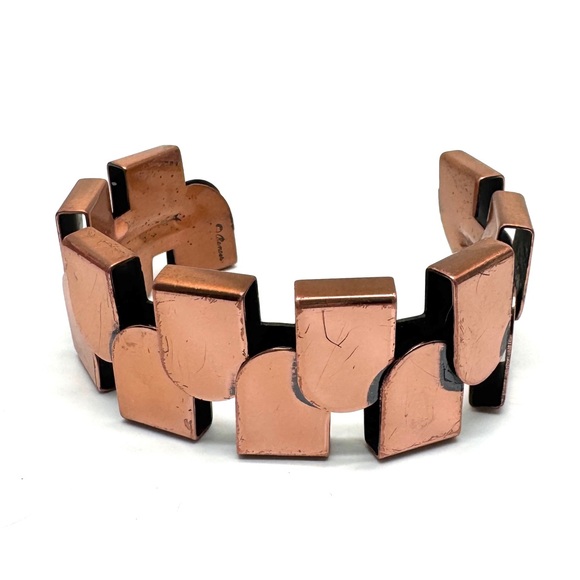 Renoir Vintage Copper Cuff Modernist Geometric Bracelet - Picture 4 of 16